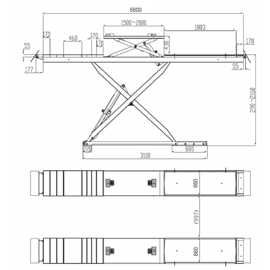 Podnośnik nożycowy diagnostyczny podposadzkowy Bestlift ND50PL